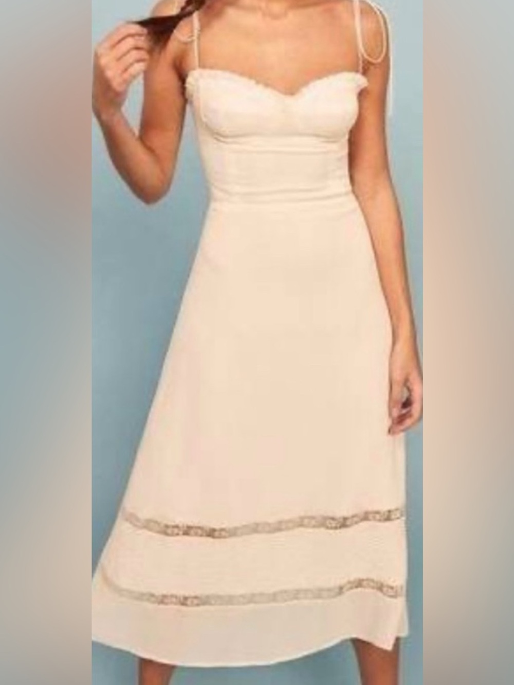 Reformation Ronan Cream Sleeveless Maxi Dress with Hem Detail